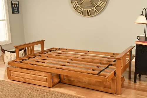 Vista 3 de Kodiak Futons Monterey - Marco de futón con cajones, incluido, color nuez Solo marco