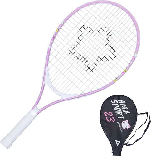 Vista 8 de AMA SPORT Raqueta de tenis para niños pequeños, kit de iniciación de raqueta de tenis de 17 a 25 pulgadas para niñas y niños con bolsa de nailon