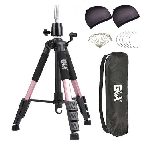 Vista 8 de GEXWORLDWIDE - Soporte de trípode de maniquí de 55 pulgadas, resistente para peluca, bloque de lona, cabeza de maniquí para peluquería cosmetológica