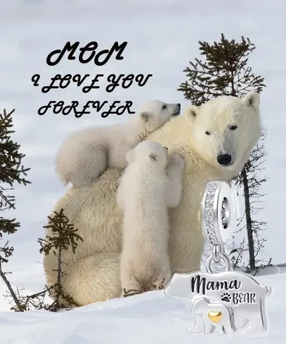 Vista 4 de Abalorios con diseño de amor, mamá, oso, madre, hija, mascota, para Pandora, pulsera, collar, regalo para el día de la madre, Cobre, Cobre