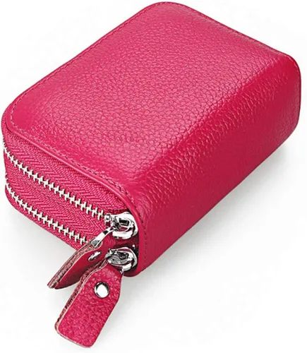Vista 13 de Cartera pequeña de cuero suave para mujer, con bloqueo RFID, tarjetero con bolsillo con cremallera C-B-B2 (negro)