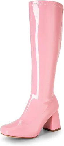 Vista 16 de DREAM PAIRS Botas Gogo para mujer, botas altas hasta la rodilla Negro y poliuretano.