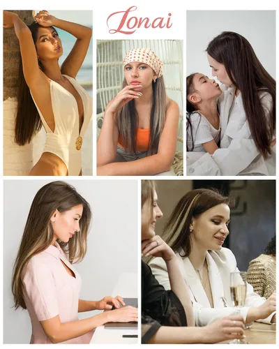 Vista 7 de LONAI 6 extensiones de cabello con clip, 24 pulgadas de largo, lacio, sintético, postizo para mujer, rubio ceniza natural