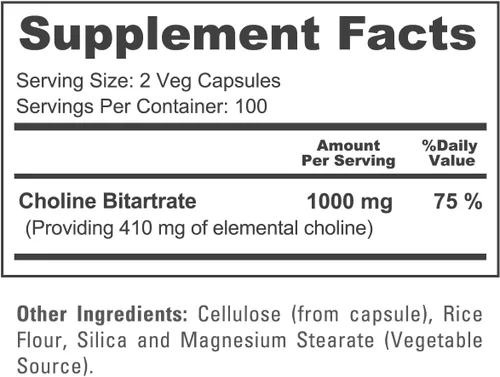 Vista 5 de NusaPure Bitartrato de colina - Apto para vegetarianos/veganos, sin OMG - 1000 mg 200 cápsulas
