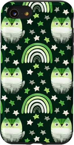 Vista 13 de Funda para iPhone 15 Aromantic Pride Month Green Rainbows Cats LGBT Gay Subtle Bi