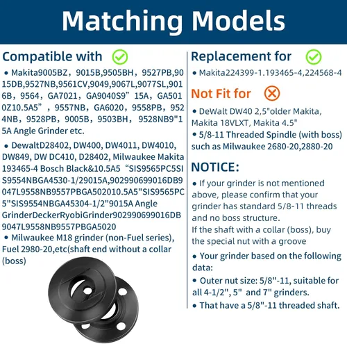 Vista 7 de Juego de 7 llaves de amoladora angular y amoladora angular, tuercas de bloqueo de metal de brida 5/8-11, compatibles con Dewalt, Milwaukee, Makita1