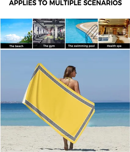 Vista 6 de Yellow Black Bath Towels for Bathroom Set - Luxury Towels Gifts for Women,Quick Dry Beach Kitchen Hand Hair Face Yoga Workout Gym Towel and Dish