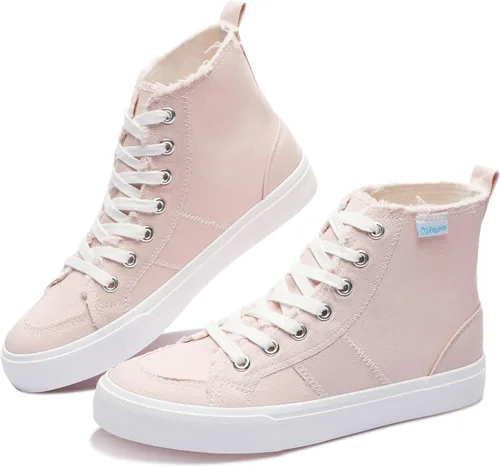 Vista 21 de Obtaom Zapatos de lona de alta calidad para mujer/hombre para jugar a media pantorrilla, zapatillas de deporte de moda casuales con cordones de alta