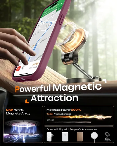 Vista 269 de TOCOL Funda para iPhone 11, compatible con Magsafe, protección completa de cámara, imanes integrados, protección contra caídas, funda translúcida