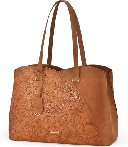 Vista 19 de LOVEVOOK Bolso de mano para laptop para mujeres, bolsos de trabajo, bolso para laptop para maestros, bolso de computadora de cuero, carteras Negro
