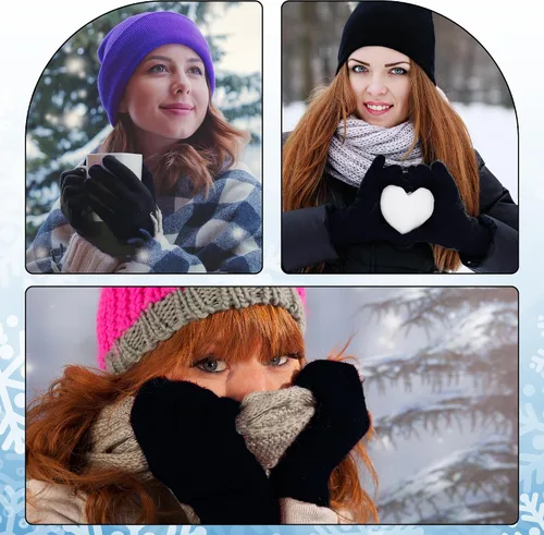 Vista 7 de 16 pares de guantes de invierno para hombres y mujeres, guantes de punto elásticos cálidos para adultos, paquete a granel