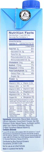 Vista 2 de Blue Diamond Almond Breeze - Leche de almendras sin azúcar, chocolate, 32 onzas líquidas (paquete de 2)