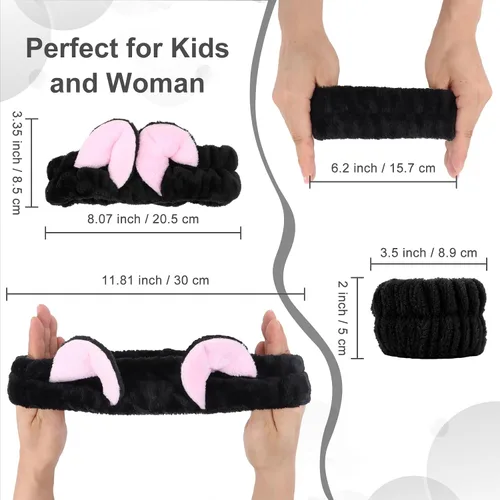Vista 3 de CAVETEE Set de 3 Vinchas Lindas - Vincha Elástica Cosmética, Pulsera para Mujeres, Cuidado de la Piel, Ducha