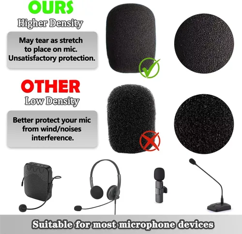 Vista 5 de Cubiertas de Espuma para Micrófono de Auriculares, Protector de Viento de Espuma Esponjosa para Micrófono de Solapa de Auriculares, Mini Cubierta
