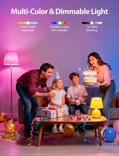 Vista 3 de Bombillas LED inteligentes, bombilla que cambia de color de 9 W, compatible con Alexa y Google Assistant, bombillas Bluetooth WiFi de 2.4 GHz
