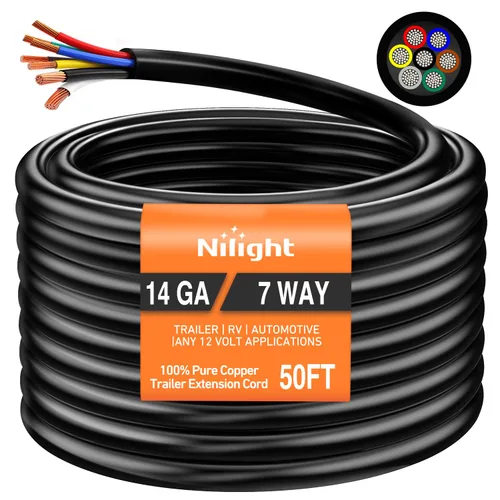 Vista 18 de Nilight - 50048R Caja de Conexiones Eléctrica de 7 Vías para Remolque, Conector de Cable para Remolque de 7 Terminales, Caja de Conexiones