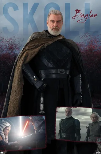 Vista 9 de Trends International Star Wars: Ahsoka - Póster de pared Baylan Skoll, 14.72 x 22.37 pulgadas, versión enmarcada de madera de granero