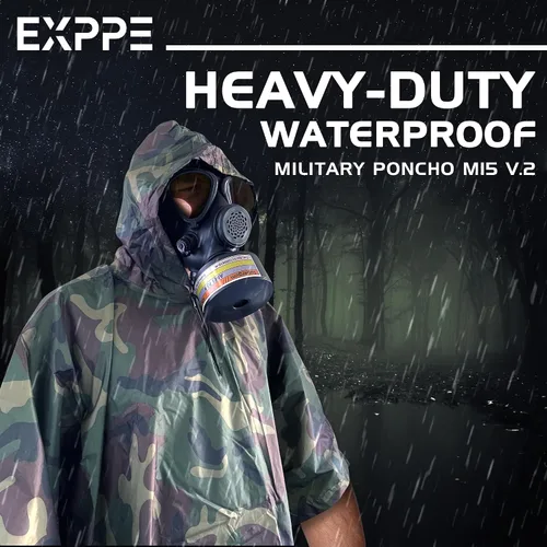 Vista 2 de Poncho nuclear militar M15 V.2, poncho táctico del ejército para la protección de CBRN, Camouflaje, Talla única