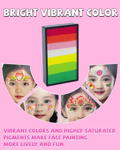 Vista 5 de Anka Bella Pintura facial profesional activada por agua, kit de pintura facial no tóxica para niños y adultos, incluye pastel de arcoíris, pastel