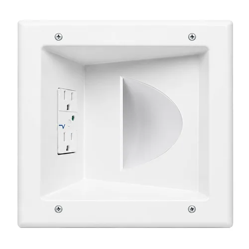 Vista 11 de DATA COMM Electronics 45-0231-WH - Caja de salida de medios empotrable USB, gestión de cables en la pared, receptáculo dúplex, puertos USB dobles