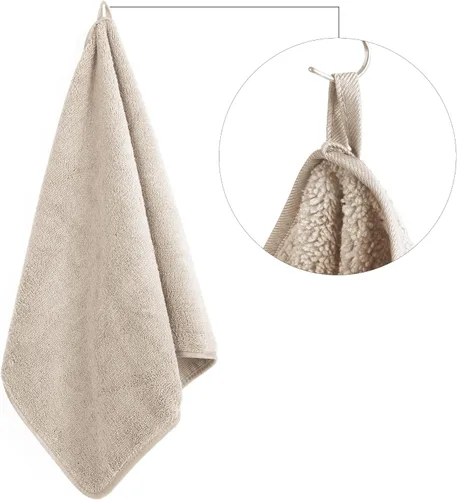 Vista 5 de POLYTE Toalla de mano de microfibra de secado rápido, sin pelusas, 16 x 30 pulgadas, juego de 4 (beige)