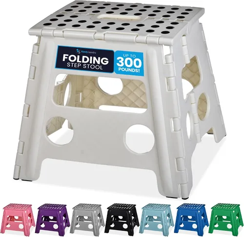 Vista 15 de Handy Laundry Taburete plegable de paso - Taburete plegable lo suficientemente resistente para apoyar a adultos y lo suficientemente seguro