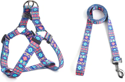 Vista 12 de QQPETS Juego de correa de arnés para perro, ajustable, resistente, sin tirones, arnés halter para perros de razas pequeñas, medianas y grandes, clip