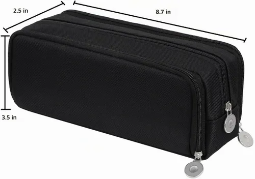 Vista 3 de Chelory Estuche para lápices de gran capacidad, bolsa de almacenamiento grande, bolsa de lápices de 3 compartimentos para papelería, estuche