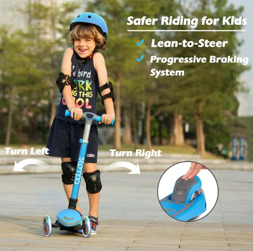 Vista 5 de Toddler Scooter 2-in-1 Light Up 3 Wheel Scooters with Seat for Ages 3+
