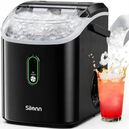 Vista 42 de Silonn Máquina de hielo Nugget con asa de transporte, 36 lbs/24H Negro