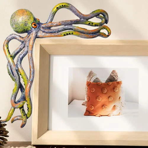 Vista 3 de Aohcae Linda estatua de pulpo,Estatua de monstruo marino,Adorno de borde de mesa de pulpo marino,Figura de pulpo, estatua de pulpo, adorno de puerta