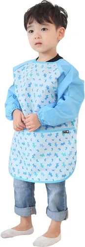 Vista 41 de Plie Kids Waterproof Art Smock – Long Sleeve Apron for Painting, Baking, Sensory Play (Ages 1–10)