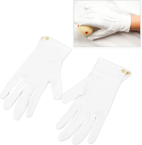 Vista 3 de Guantes de billar Uniforme 2pcs Guantes de Billar Competición Guantes de árbitro Guantes Profesionales Blanco Guantes con Snap Cuff Poliéster Algodón