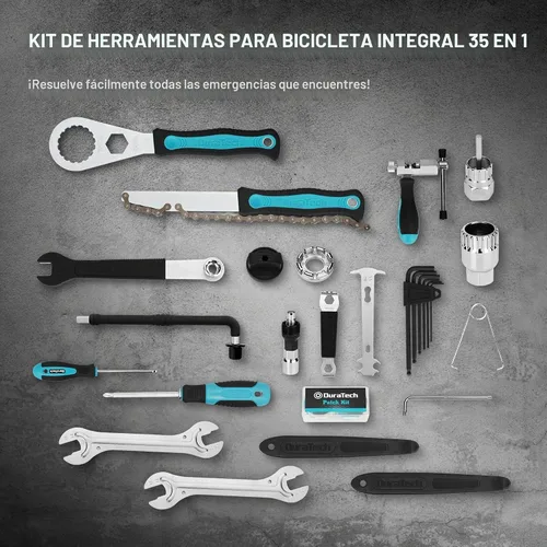 Vista 5 de DURATECH Kit de reparación de bicicletas, kit de herramientas de bicicleta de 35 piezas con estuche de transporte, accesorios de bicicleta