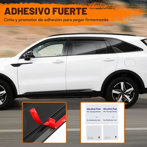 Vista 7 de Deflectores de visera de ventana con cinta, compatibles con Mitsubishi Mirage Hatchback 2014-2023, protectores de lluvia de ventana