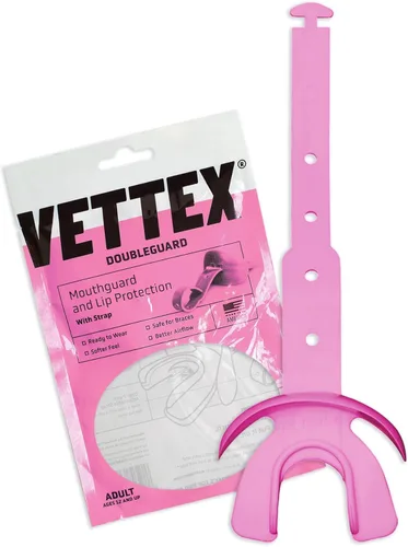 Vista 13 de Vettex Doubleguard Protector bucal con Protección de Labios - Adulto, Aguamarina Football, Lacrosse, MMA, Boxing, Adjustable Helmet Strap, Braces