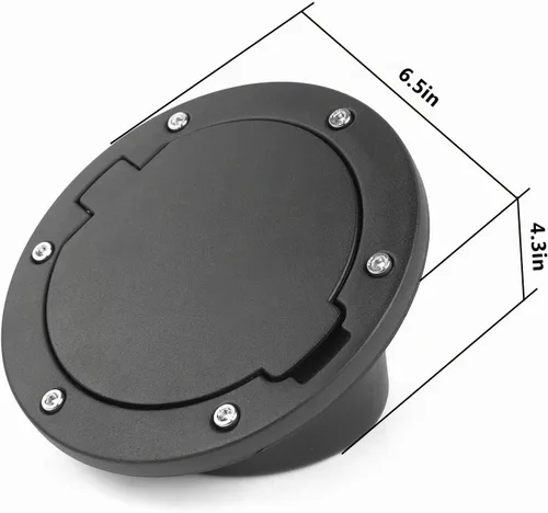Vista 3 de JeCar Tapa de Combustible de Aluminio Cubierta de Puerta de Llenado para Jeep Wrangler 2007-2018 JK y Unlimited Accesorios (Negro)