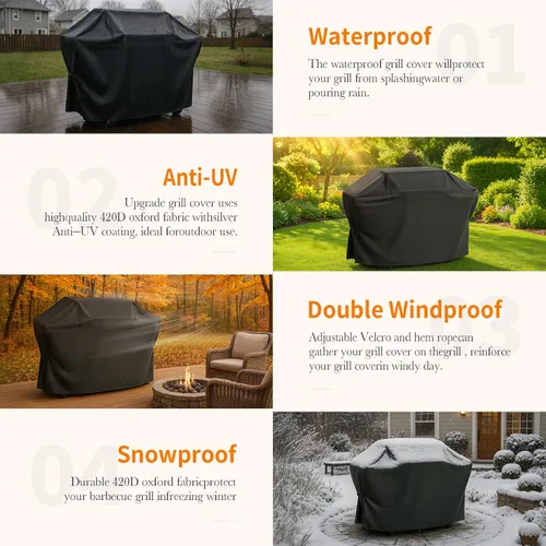 Vista 3 de SEAVERRS Funda protectora para parrilla Ninja PG301, para Ninja FlexFlame PG300 Series, protección integral, resistente al agua y a los rayos UV