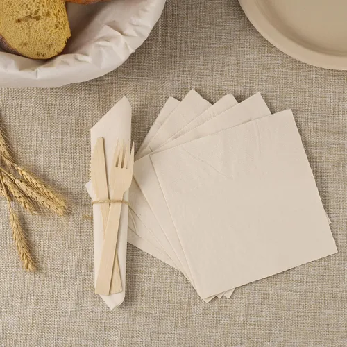 Vista 4 de MORGIANA 100 servilletas de papel desechables, servilletas ecológicas biodegradables, servilletas compostables, servilletas de cóctel marrones