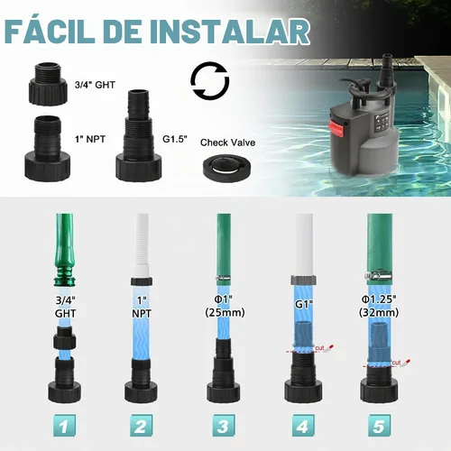 Vista 6 de FLUENTPOWER - Bomba de sumidero sumergible de 1/2 HP 2500 GPH, bomba de agua de utilidad, control automático/manual mediante interruptor de flotador