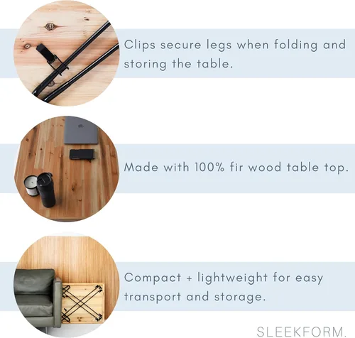 Vista 9 de Sleekform Mesa plegable de madera – Escritorio plegable portátil – Escritorios plegables fáciles de montar para espacios pequeños – Mesas