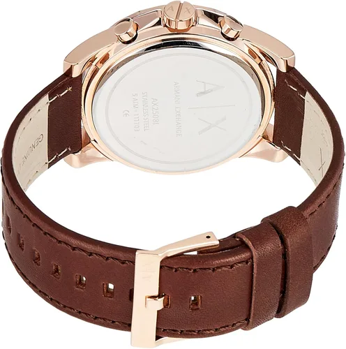 Vista 2 de Armani Exchange AX2508 Reloj de cuero marrón para hombre, Marrón, Cronógrafo
