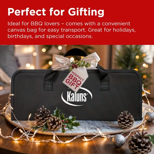 Vista 7 de Kaluns - Accesorios para parrilla, regalos para papá para el día del padre, juego de parrilla de acero inoxidable resistente, accesorios