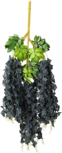 Vista 3 de Fermus Paquete de 24 guirnaldas de flores colgantes de glicina artificial, vid de glicina falsa para decoración de boda floral de jardín (negro)
