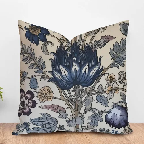 Vista 20 de ArogGeld Funda de cojín azul índigo floral y pájaro azul marino chinoiserie chinoiserie peonía cuadrada almohada tradicional china china europea