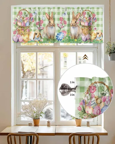 Vista 126 de Cenefa de cortina con lazo rojo de Navidad para ventanas, sala de estar, cocina, baño, granja, bolas de Navidad de acuarela con diseño de bayas