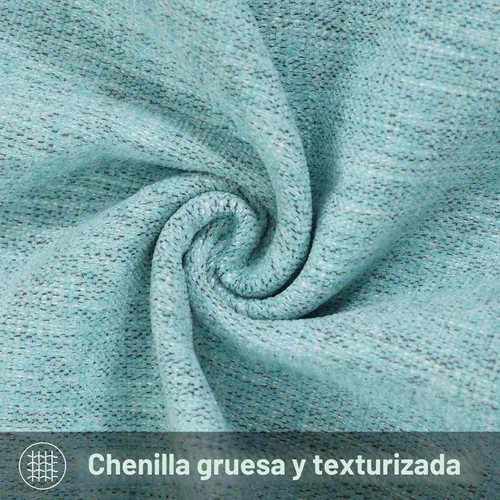 Vista 4 de decorUhome Juego de 2 fundas de almohada de chenilla turquesa otoñal de 12