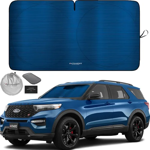 Vista 30 de Parasol de Parabrisas de Una Pieza - Parasol Cromado Líquido Plegable para Ventana Delantera de Auto para Carros SUV Camión - Protector Visor
