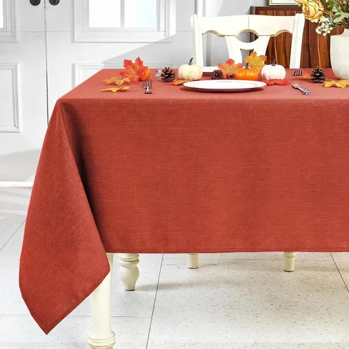 Vista 27 de IVAPUPU Mantel de Lino Texturizado para Mesa Rectangular - Mantel de Tela Impermeable Rectangular Sin Arrugas Limpiable Cubierta de Comedor