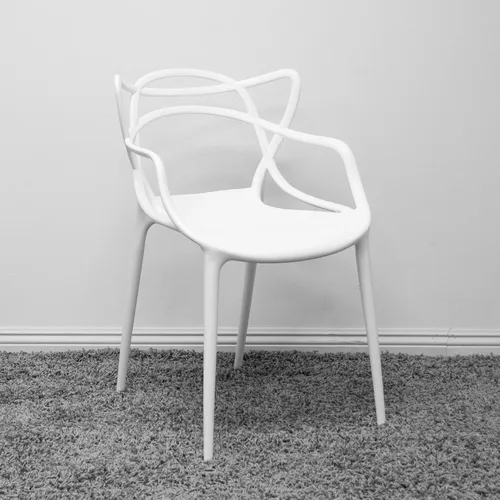 Vista 6 de Mid-Century - Silla de comedor con curva de plástico moldeado (juego de 2), color blanco